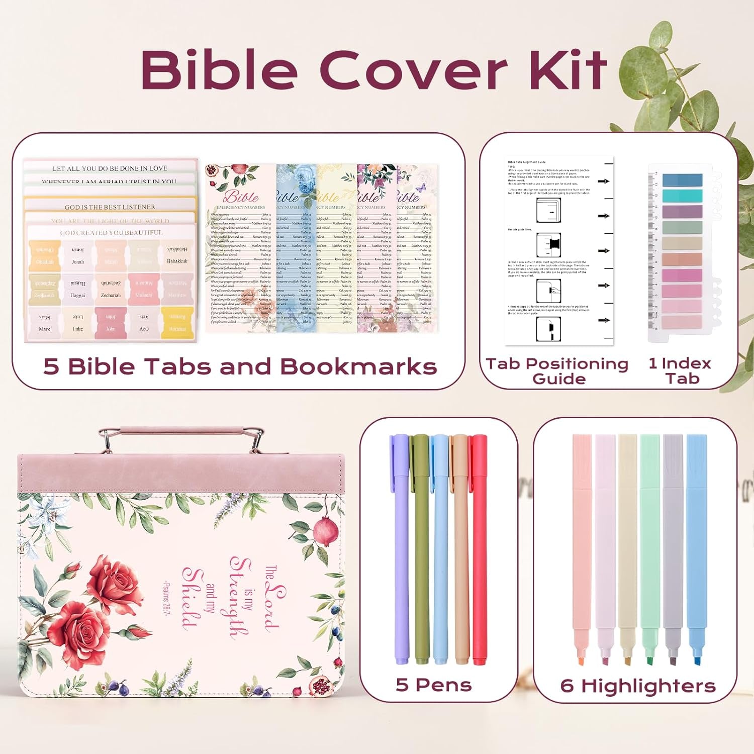 Bible Cover Case for Women, Leather Bible Bags with Study Supplies Large Book Carrying Case Church Book Holder Organizer Mothers Day Christian Gifts for Mom Lady