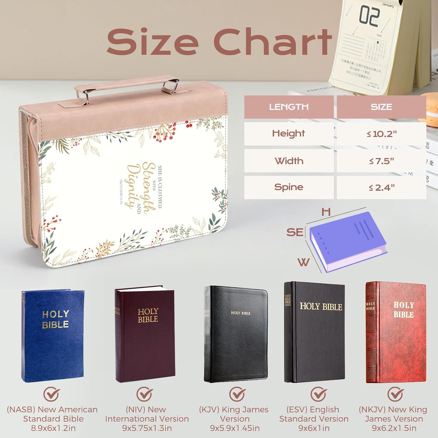 24 Pcs Leather Bible Covers Kit, Study Supplie Case with Bible Tabs, Bookmarks, Pens, Large Bible Cover Case Church Bible Holder Mothers Day Christian Gifts for Mom Women