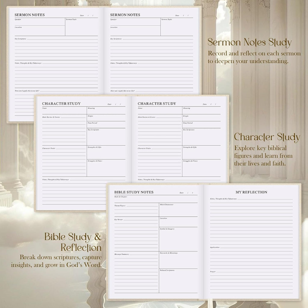 Transform Your Faith Journey with Our Beautiful Bible Study Guide Journals for Women - Complete with Tabs, Highlighters, and Thoughtful Prompts for Daily Devotion and Reflection in Elegant Beige Linen