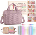 Stylish Bible Cover Case for Women - Large Bible Bag with Complete Study Supplies, Highlighters & Pens - Perfect Christian Gift in Dusky Rose