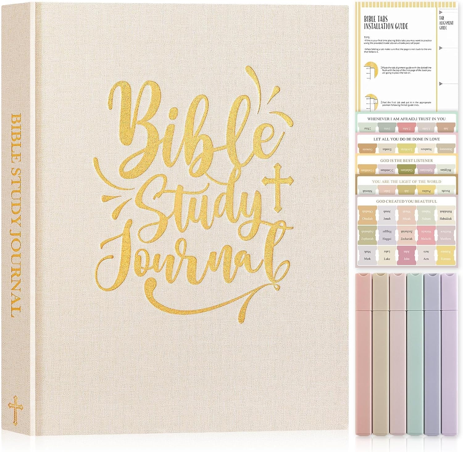 Transform Your Faith Journey with Our Beautiful Bible Study Guide Journals for Women - Complete with Tabs, Highlighters, and Thoughtful Prompts for Daily Devotion and Reflection in Elegant Beige Linen