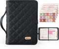 Adjustable Bible Cover with 75 Bible Tabs - Bible Cover Case for Women，Waterproof, Washable Quilted Bible Case，Reusable Christian Gifts for Women (Black, L)