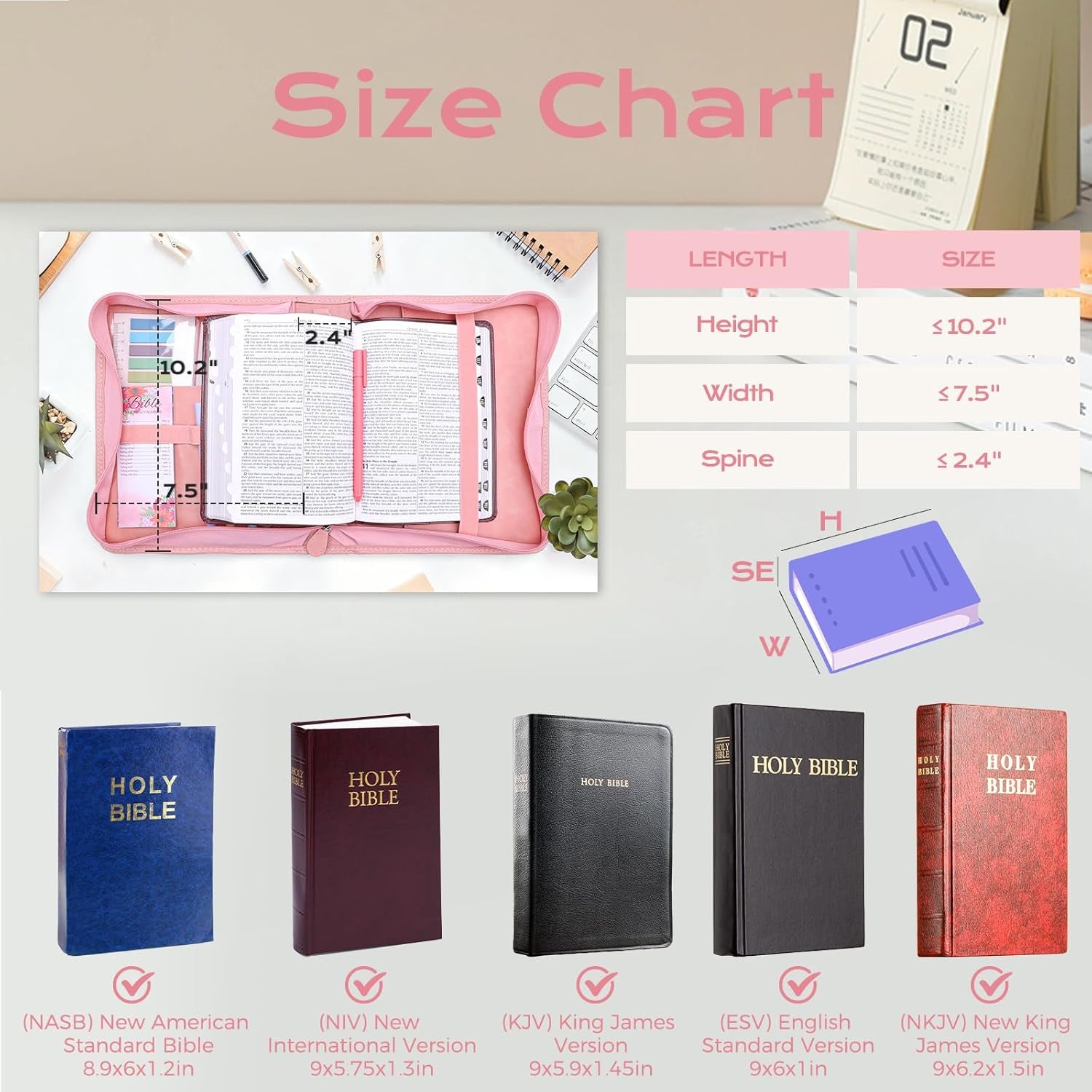 Bible Cover Case for Women, Leather Bible Bags with Study Supplies Journaling Kit, Gold Foiled Carrying Case Large Church Book Holder with Handle, Christian Gifts for Lady
