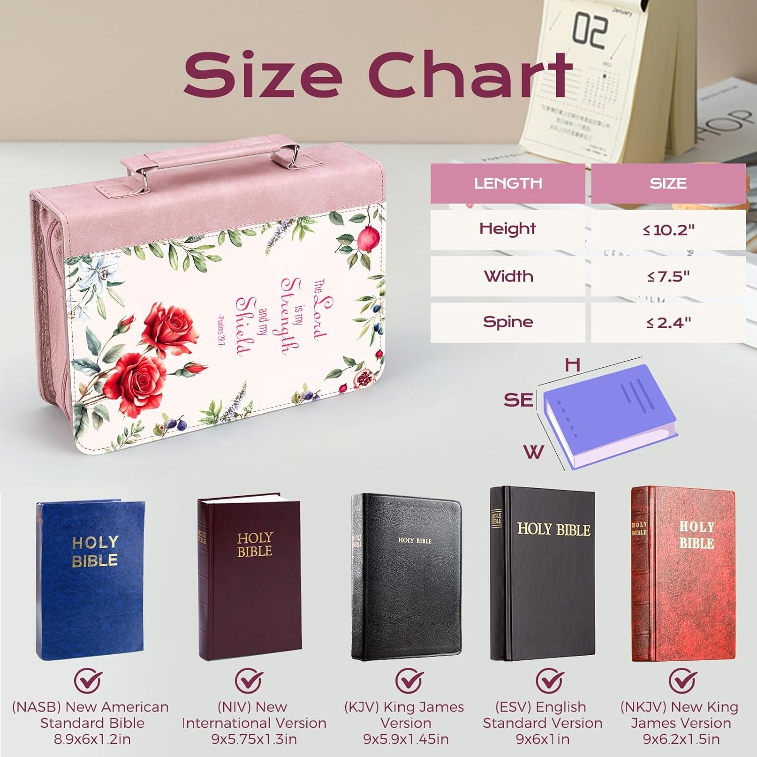 Bible Cover Case for Women, Leather Bible Bags with Study Supplies Large Book Carrying Case Church Book Holder Organizer Mothers Day Christian Gifts for Mom Lady