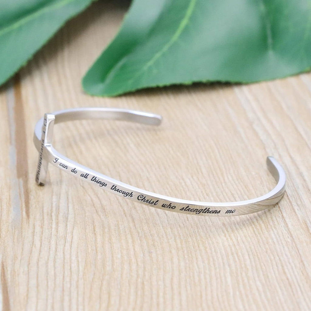 𝐂𝐫𝐨𝐬𝐬 𝐁𝐫𝐚𝐜𝐞𝐥𝐞𝐭 Religious Cuff Bangle 𝐁𝐢𝐛𝐥𝐞 𝐕𝐞𝐫𝐬𝐞 Christian Gifts Jewelry for 𝐖𝐨𝐦𝐞𝐧